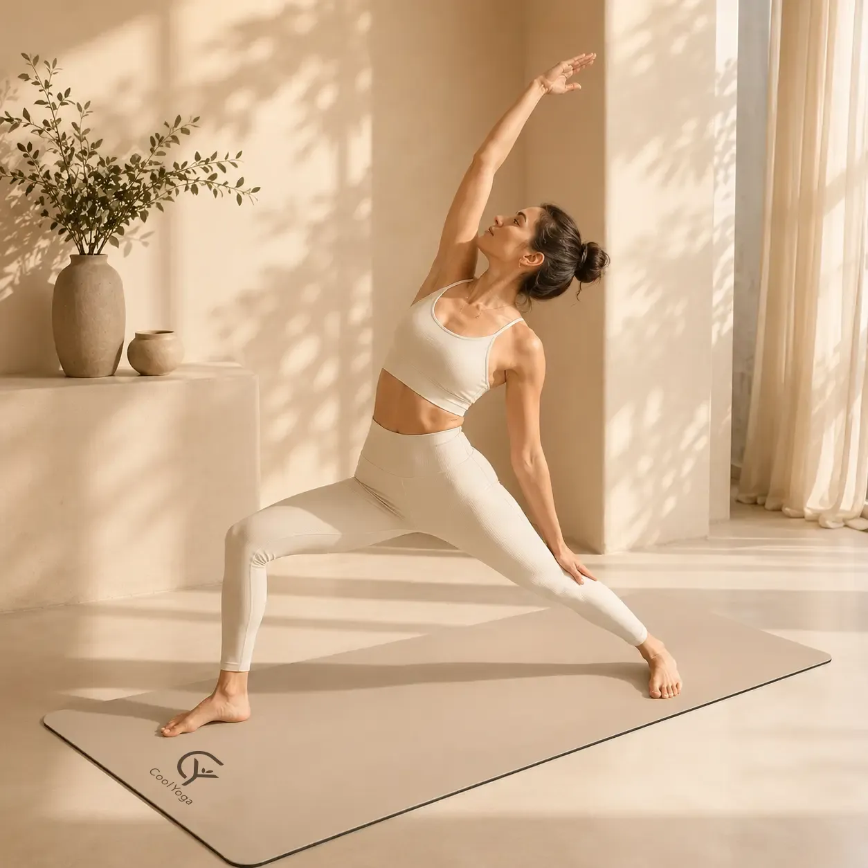 Mata do jogi PU CoolYoga Milk Tea – zdjęcie 3