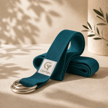 Pasek do jogi CoolYoga Deep Teal z metalowymi klamrami D