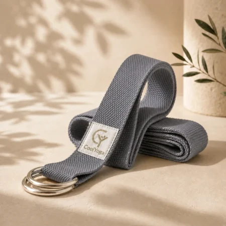 Pasek do jogi CoolYoga Slate Grey z metalowymi klamrami D