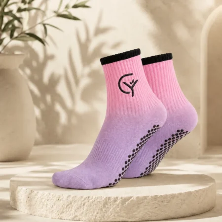 Różowo-lawendowe skarpetki antypoślizgowe CoolYoga Blush Lavender